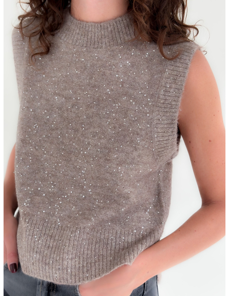Gilet con applicazioni in paillettes