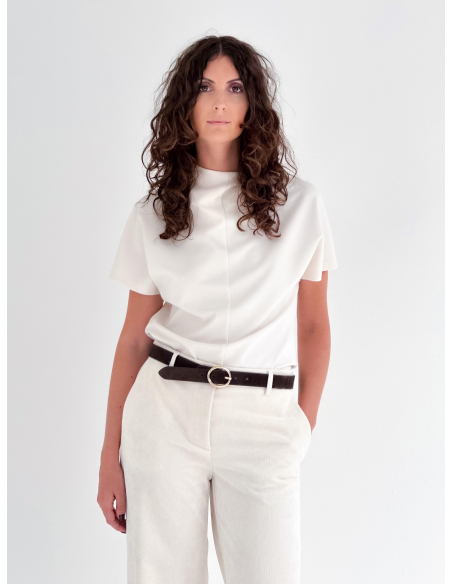 Milano knit top with crater neckline