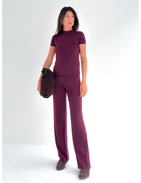 Short-sleeved lurex turtleneck