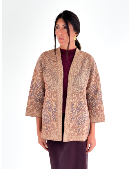 Ethnic lurex and jacquard cardigan