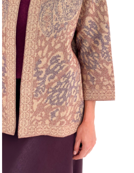 Ethnic lurex and jacquard cardigan