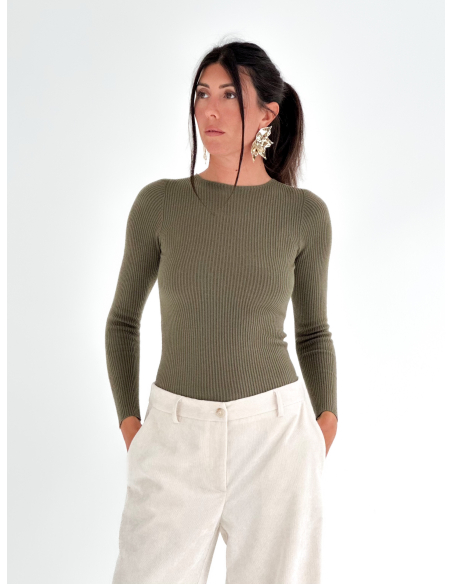 Maglia a Costine Girocollo