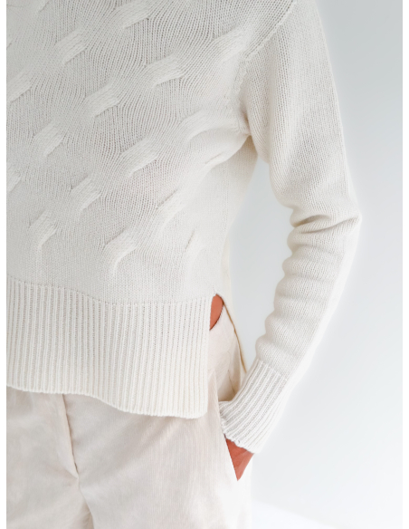 Braided High Neck Sweater 100% Wool