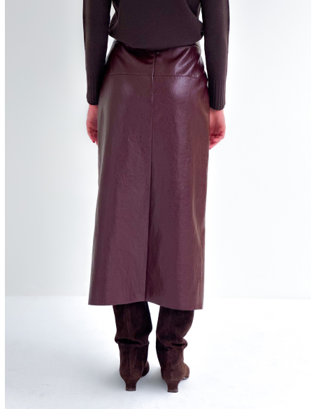 Skirt in aged-effect faux leather