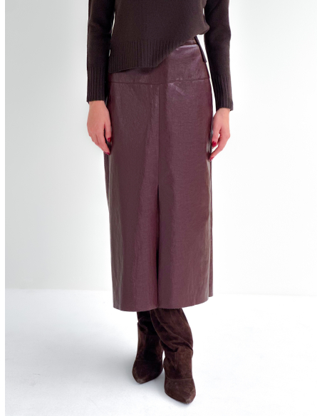 Skirt in aged-effect faux leather