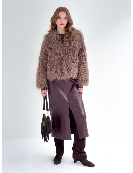 Skirt in aged-effect faux leather