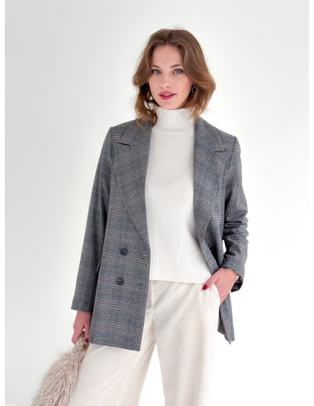 Double-breasted check jacket