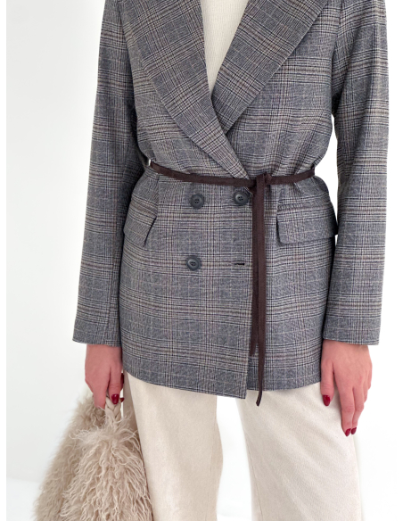 Double-breasted check jacket