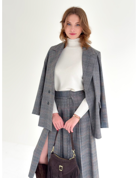 Double-breasted check jacket