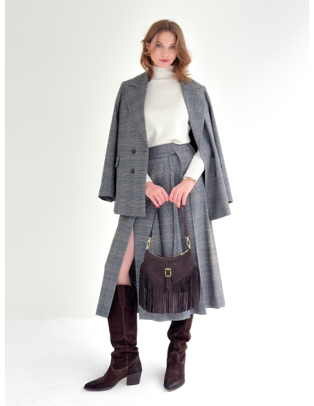 Double-breasted check jacket