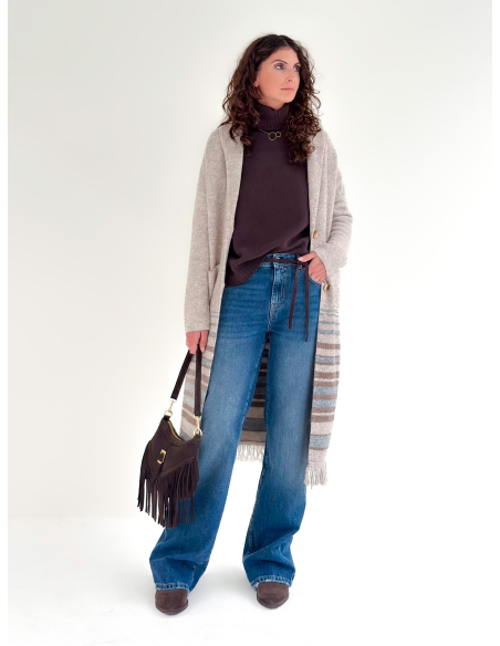 Cardigan lungo con frange