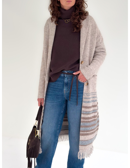 Long cardigan with fringes