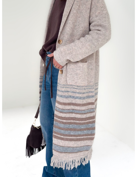 Long cardigan with fringes