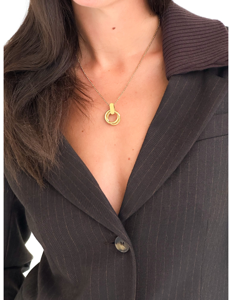 Single-breasted pinstripe jacket with ribbed collar