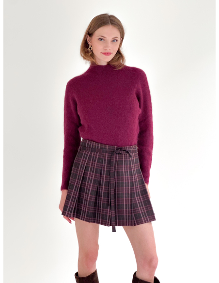Pleated Checked Mini Skirt