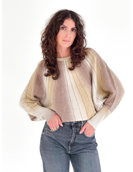 Crew neck sweater with lurex thread