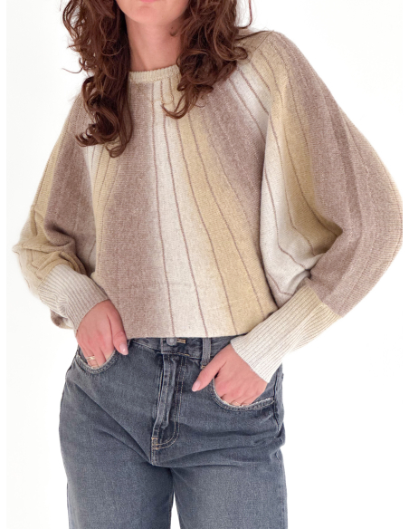 Crew neck sweater with lurex thread