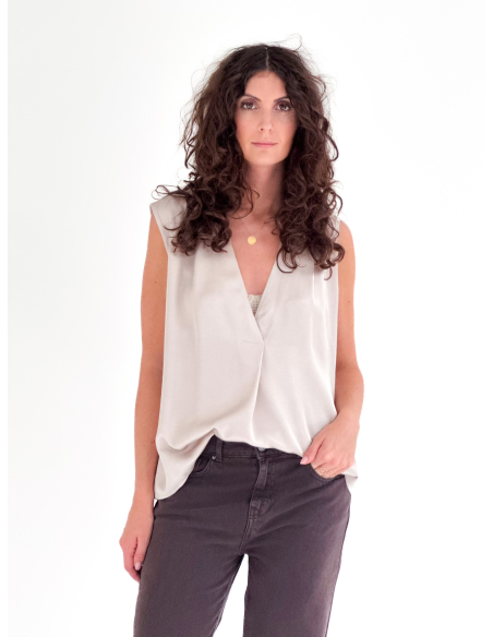 Blusa senza maniche in viscosa