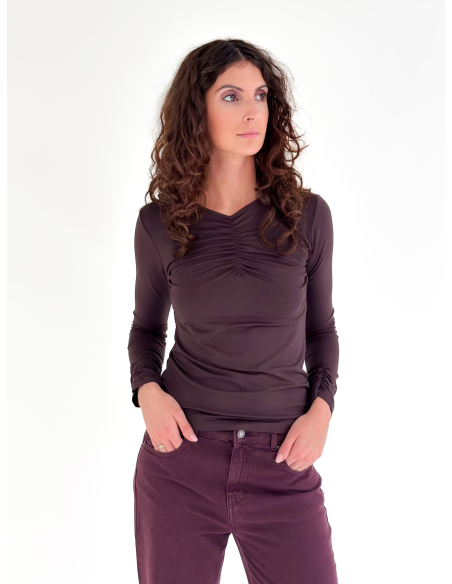 Viscose sweater with gathering