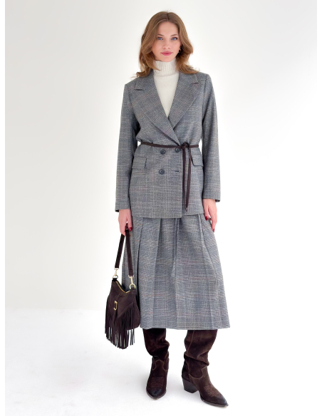 Double-breasted check jacket