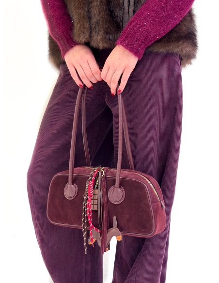 Camille Suede Bordeaux Bag