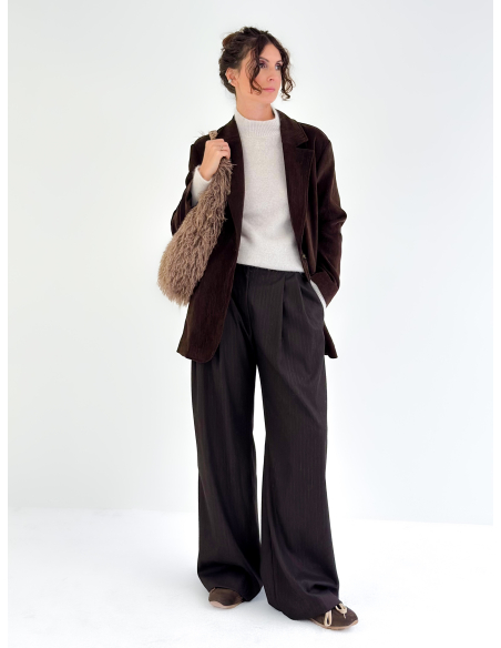 Pinstripe palazzo trousers with pleats