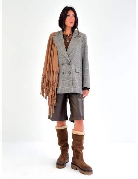 Double-breasted check jacket