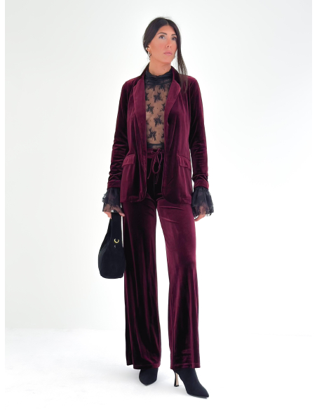 Chenille trousers with drawstring