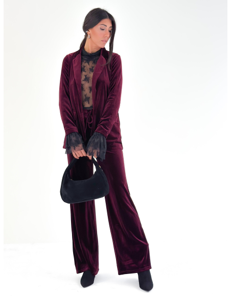 Chenille trousers with drawstring