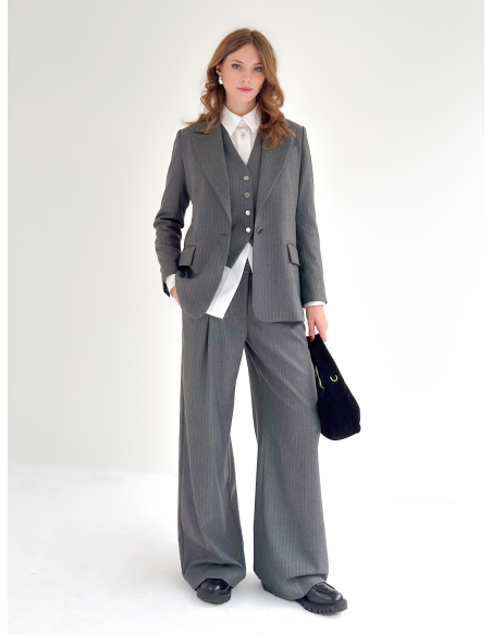 Pinstriped Trousers with Pleats