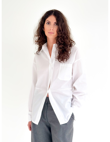 Camicia in popeline di cotone con taschino