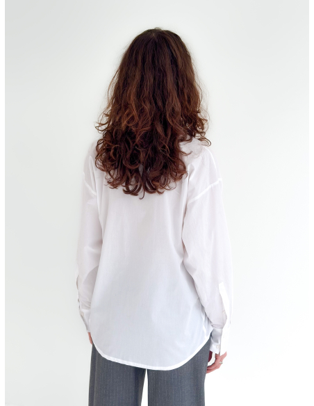 Camicia in popeline di cotone con taschino