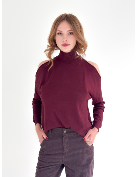 Cut Out Viscose Blend Sweater