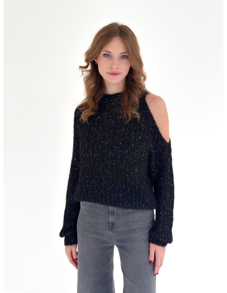 Maglia con paillettes applicate Cut Out