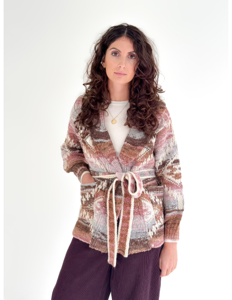 Cardigan Etnico Jacquard con cintura