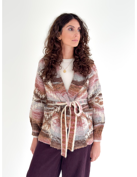 Cardigan Etnico Jacquard con cintura