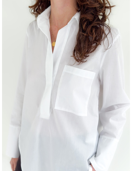 Camicia in popeline di cotone con taschino