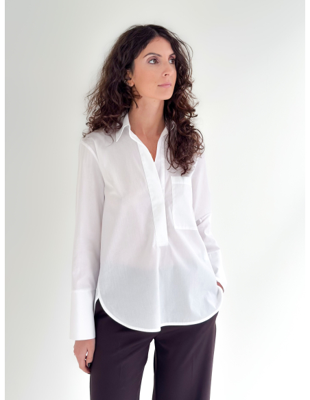 Cotton poplin shirt with pocket