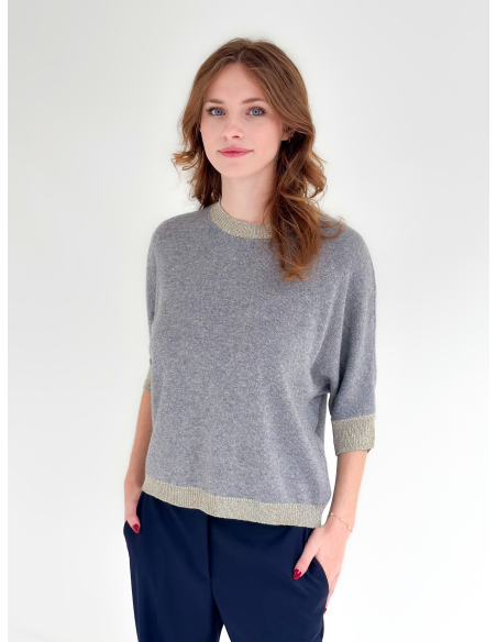 Maglia mezza manica con dettaglio lurex