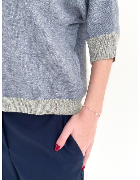 Maglia mezza manica con dettaglio lurex