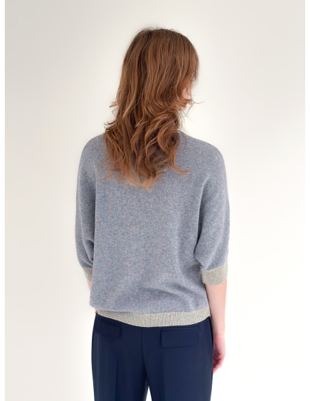 Half-sleeved sweater with lurex detail
