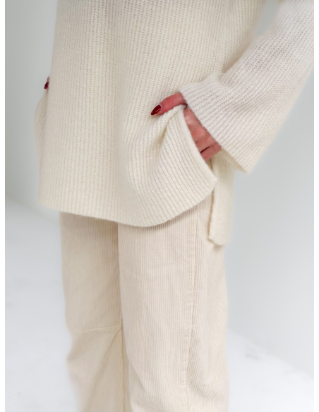 Maxi high-neck wool blend sweater