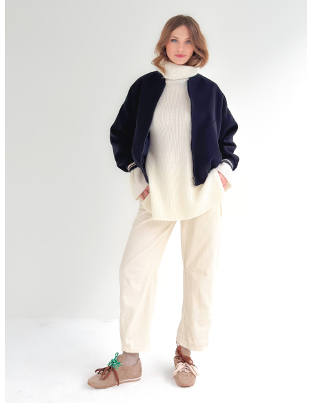 Maxi Maglione collo alto lana blend