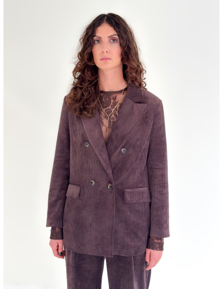 Double-breasted corduroy jacket