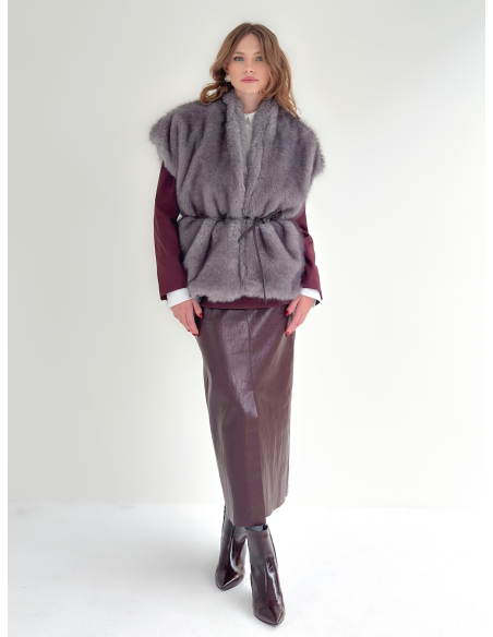 Skirt in aged-effect faux leather