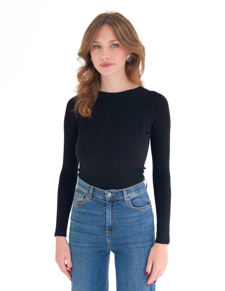 Ribbed crew-neck top