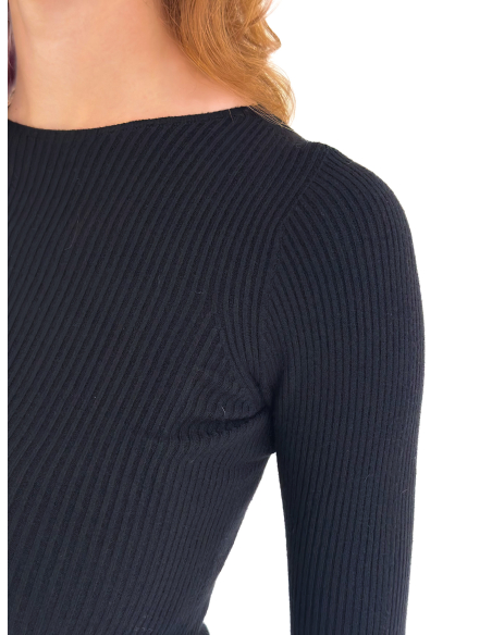 Ribbed crew-neck top