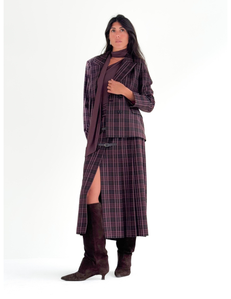Maxi Pleated Check Skirt