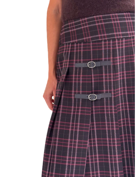 Maxi Pleated Check Skirt