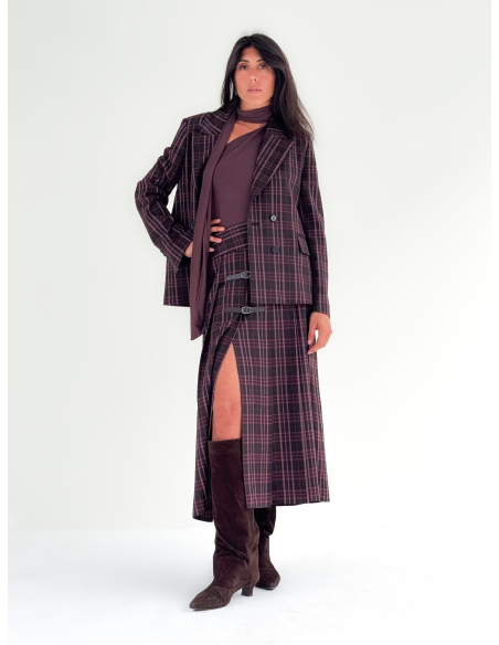Maxi Pleated Check Skirt
